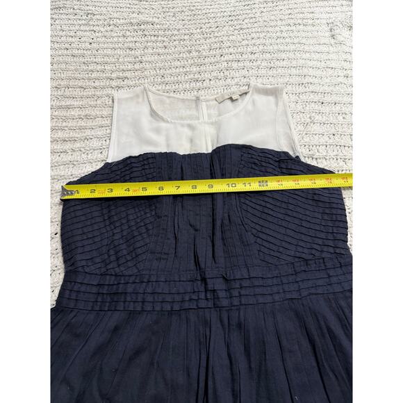 Ann Taylor Loft Pleated Dress Sleeveless Lined Womens 10 Petite Off White Blue - Picture 4 of 10